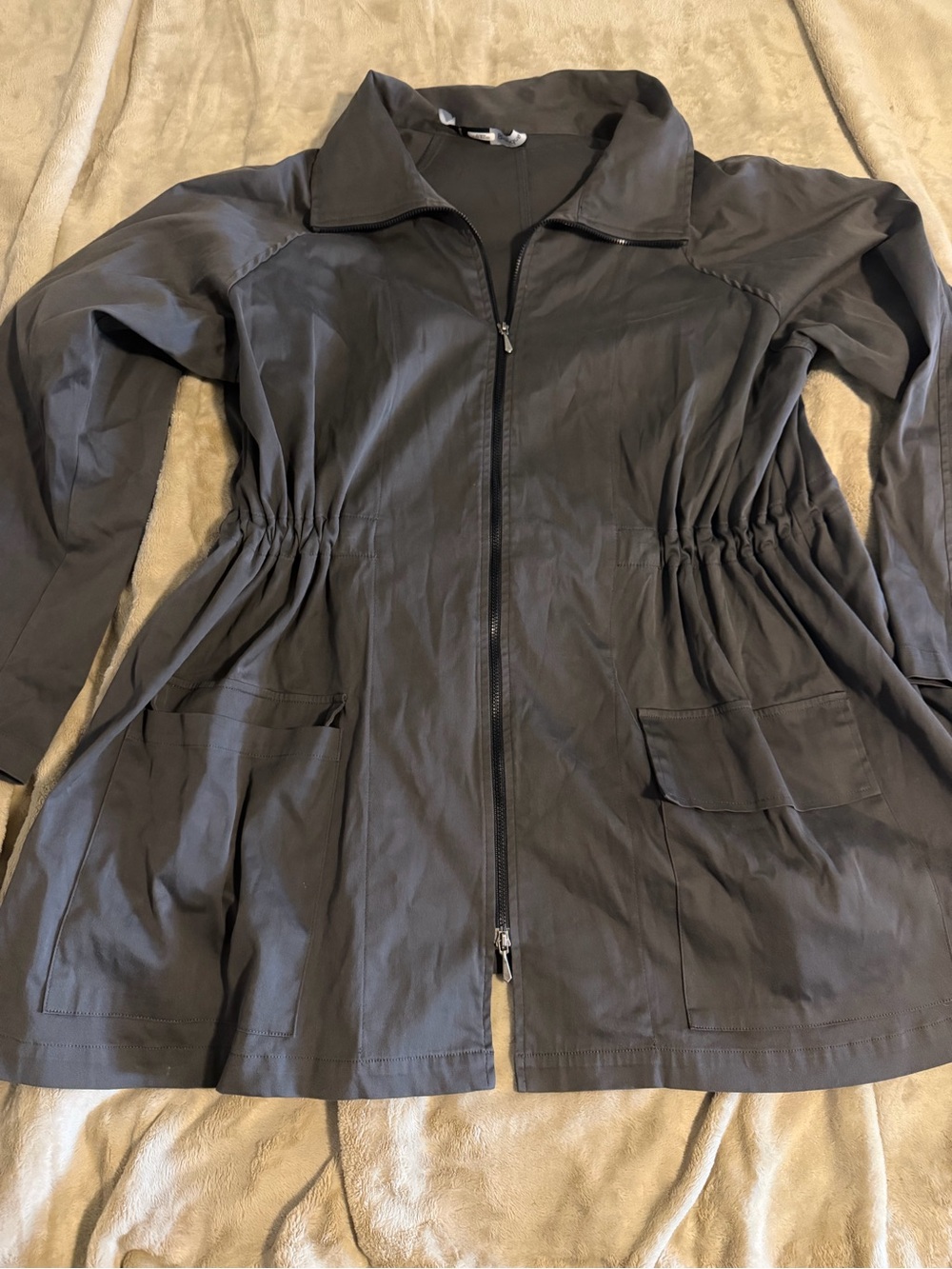 Blanque Womens Gray Full Zip Lightweight Jacket Trench Coat Utility Grunge XL